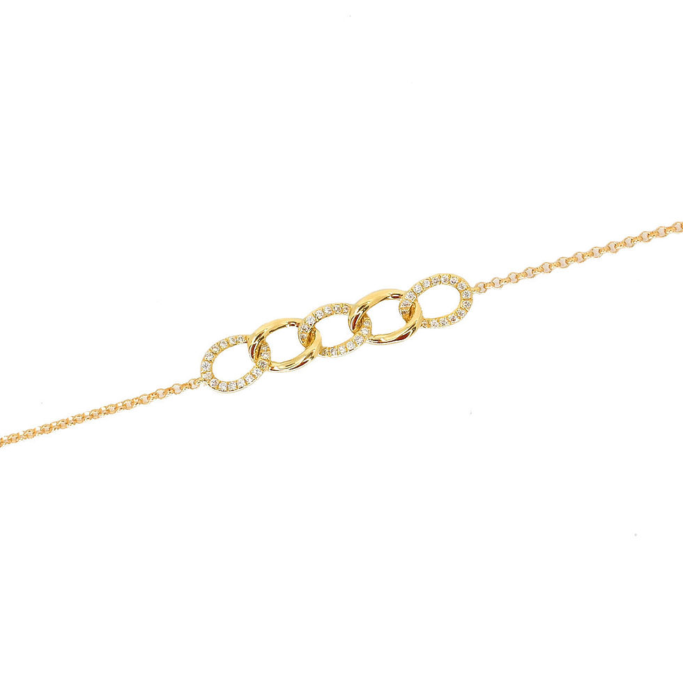 18K Solid Gold Diamond Mini Link Bracelet