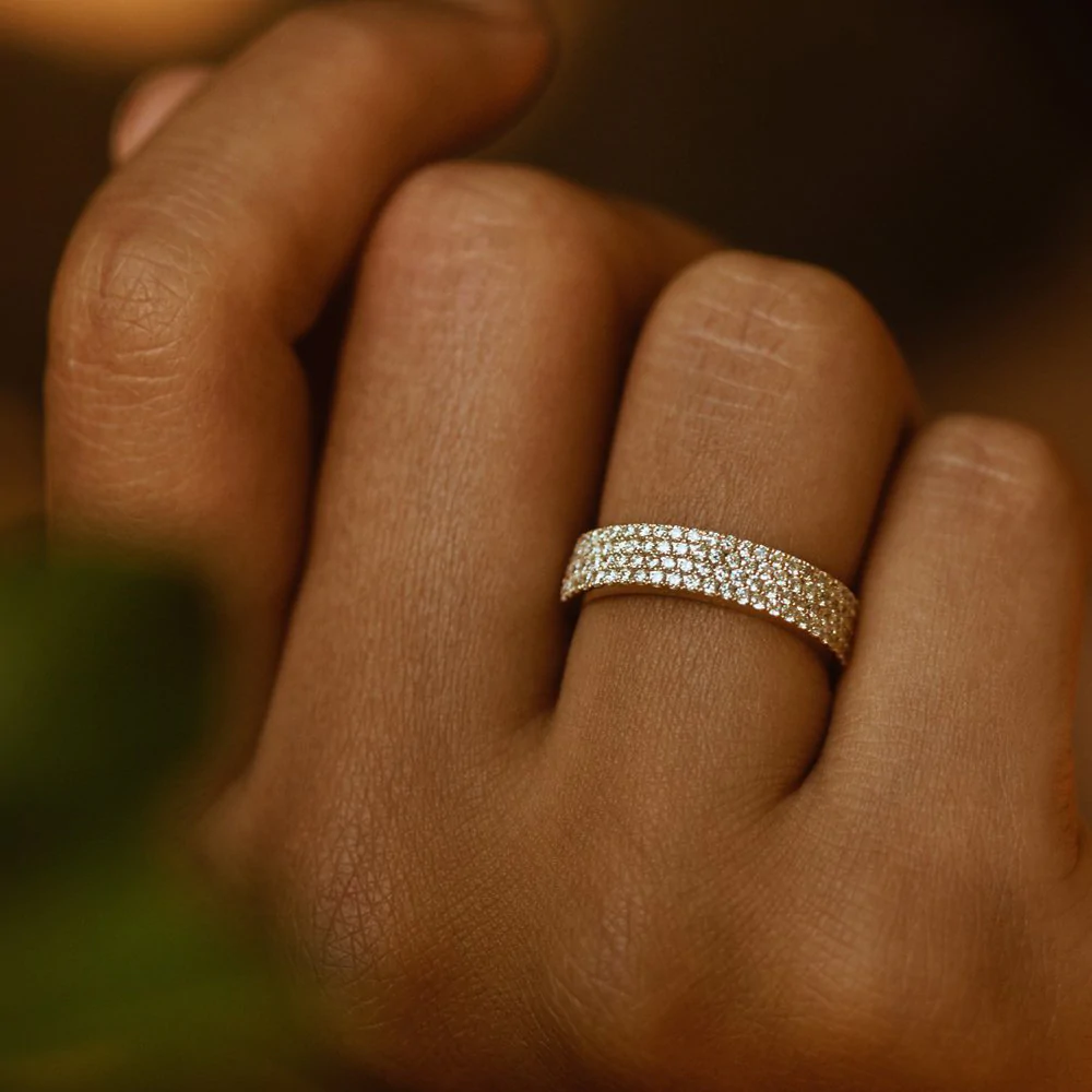 Triple row micro pave eternity band deals