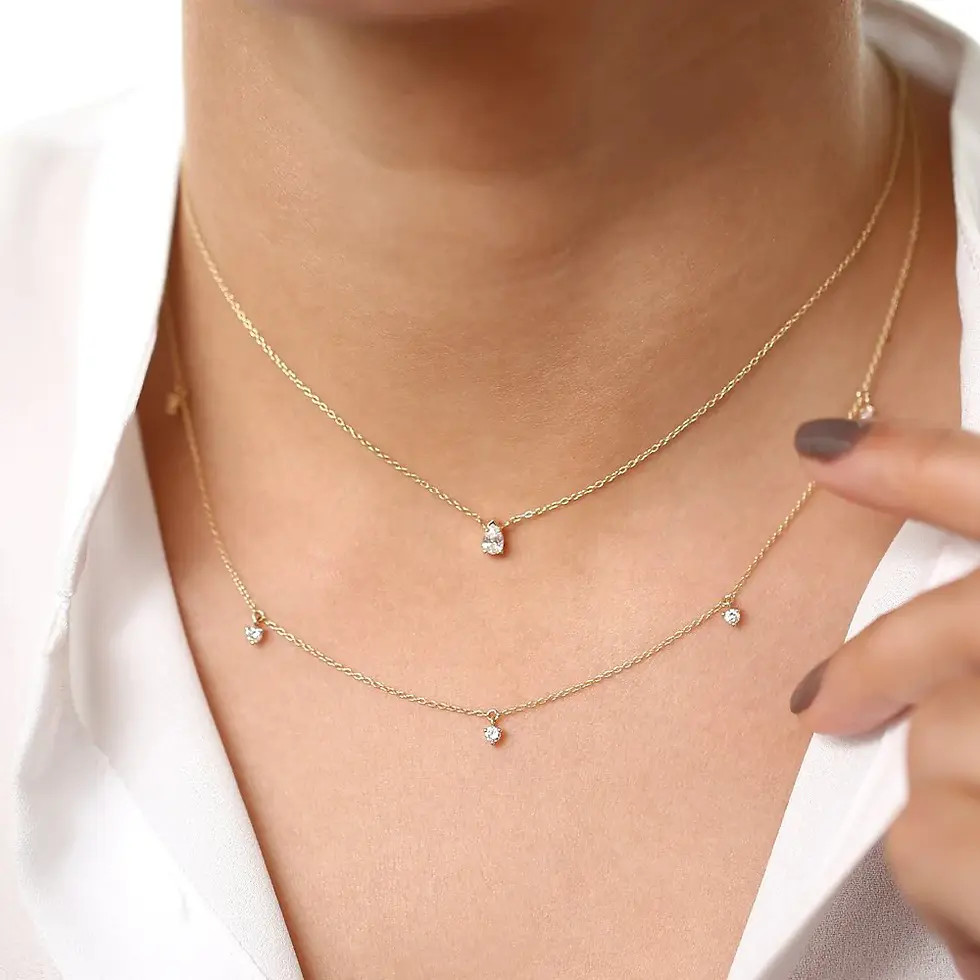 Thumbnail: Dangling Solitaire Diamond  Necklace