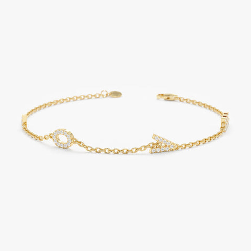 14K Solid Gold Diamond LOVE Bracelet
