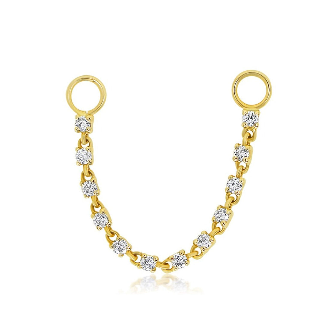 14K Gold Prong Diamond Chain Connecting Earring Charm