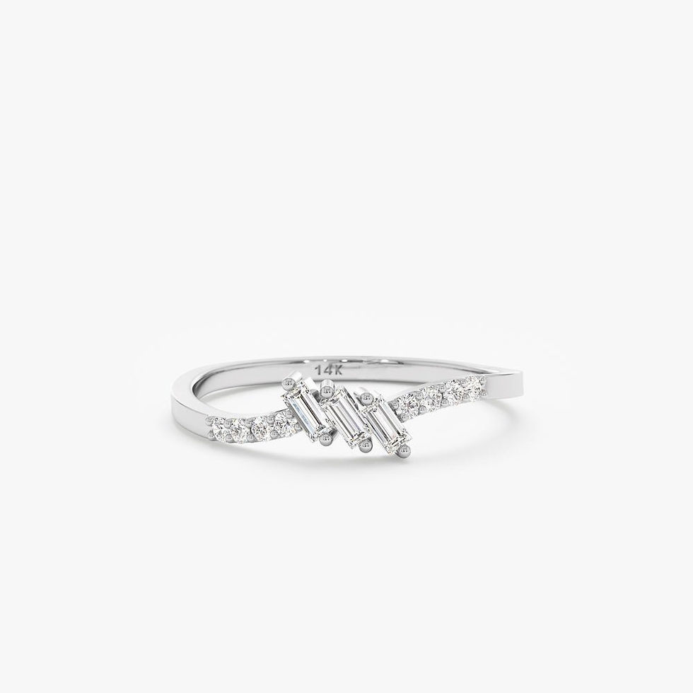 White Gold Tilted Baguette Diamond Ring