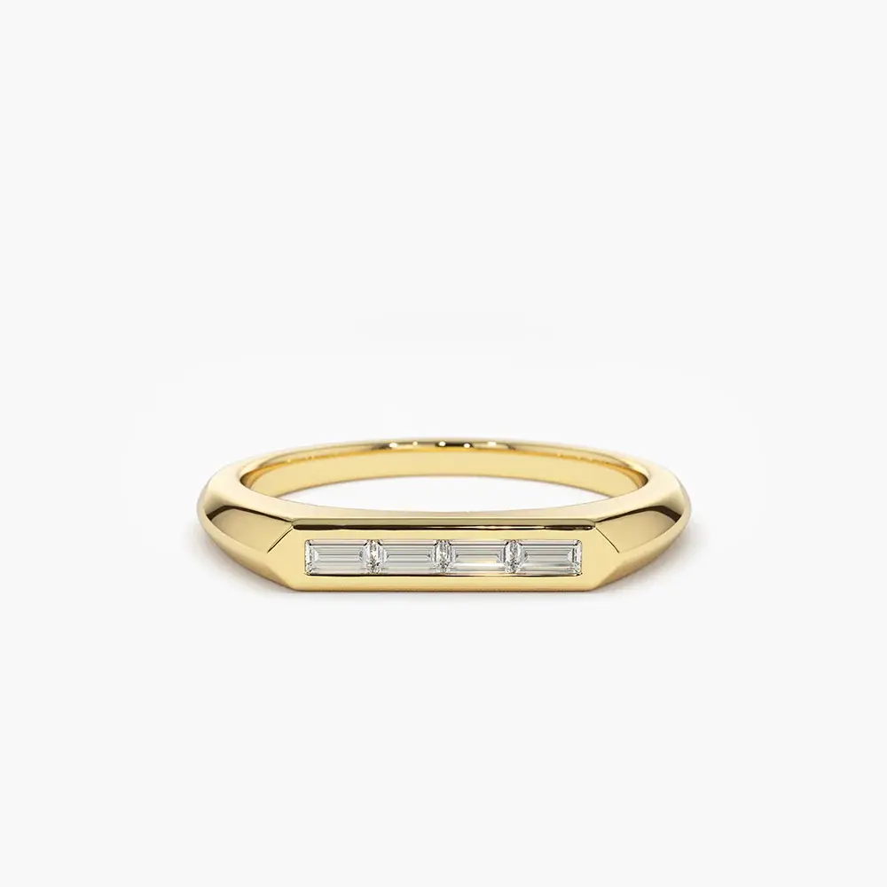 14k Unique Baguette Stackable Ring