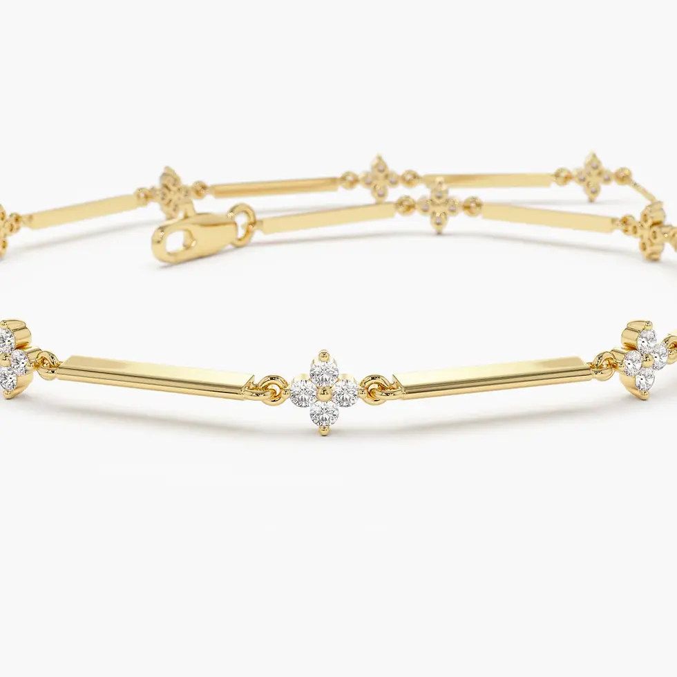 Thumbnail: Handcrafted 18K Solid Gold Clover Diamond Infinity Bracelet