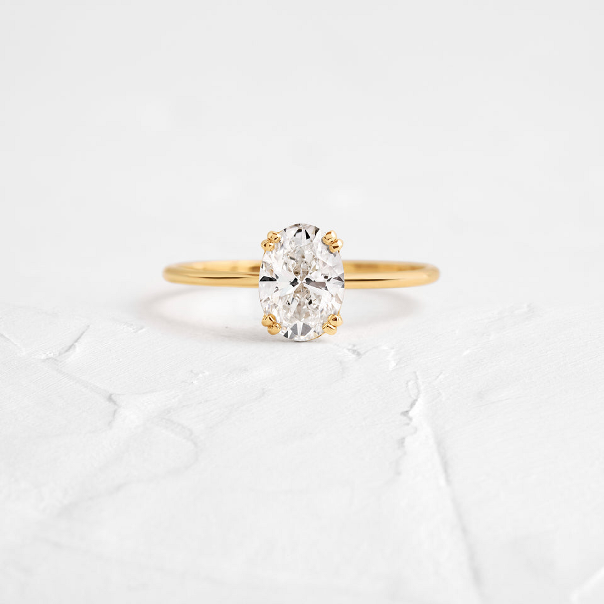Filament Ring, Oval Cut Moissanite Diamond 14 Karat Gold Ring