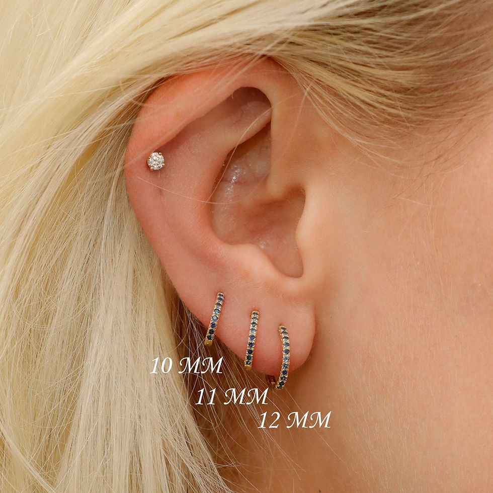 Blue Sapphire Huggie Hoop Earrings