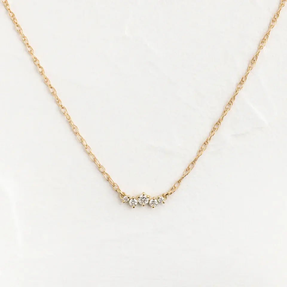 14k Solid Gold Diamond Starscape Necklace