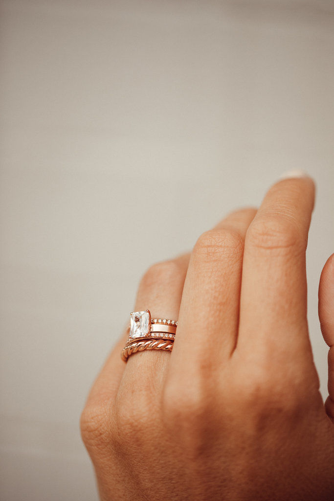 Lab-Grown Diamond Emerald Cut 4-Prong Thick Solitaire Ring