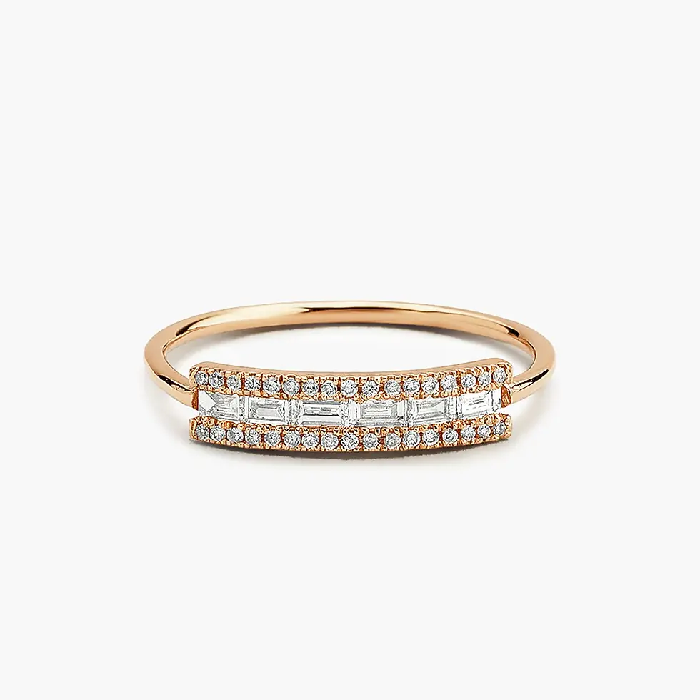Thumbnail: 14K Solid Gold Horizontal Baguette Diamond Ring