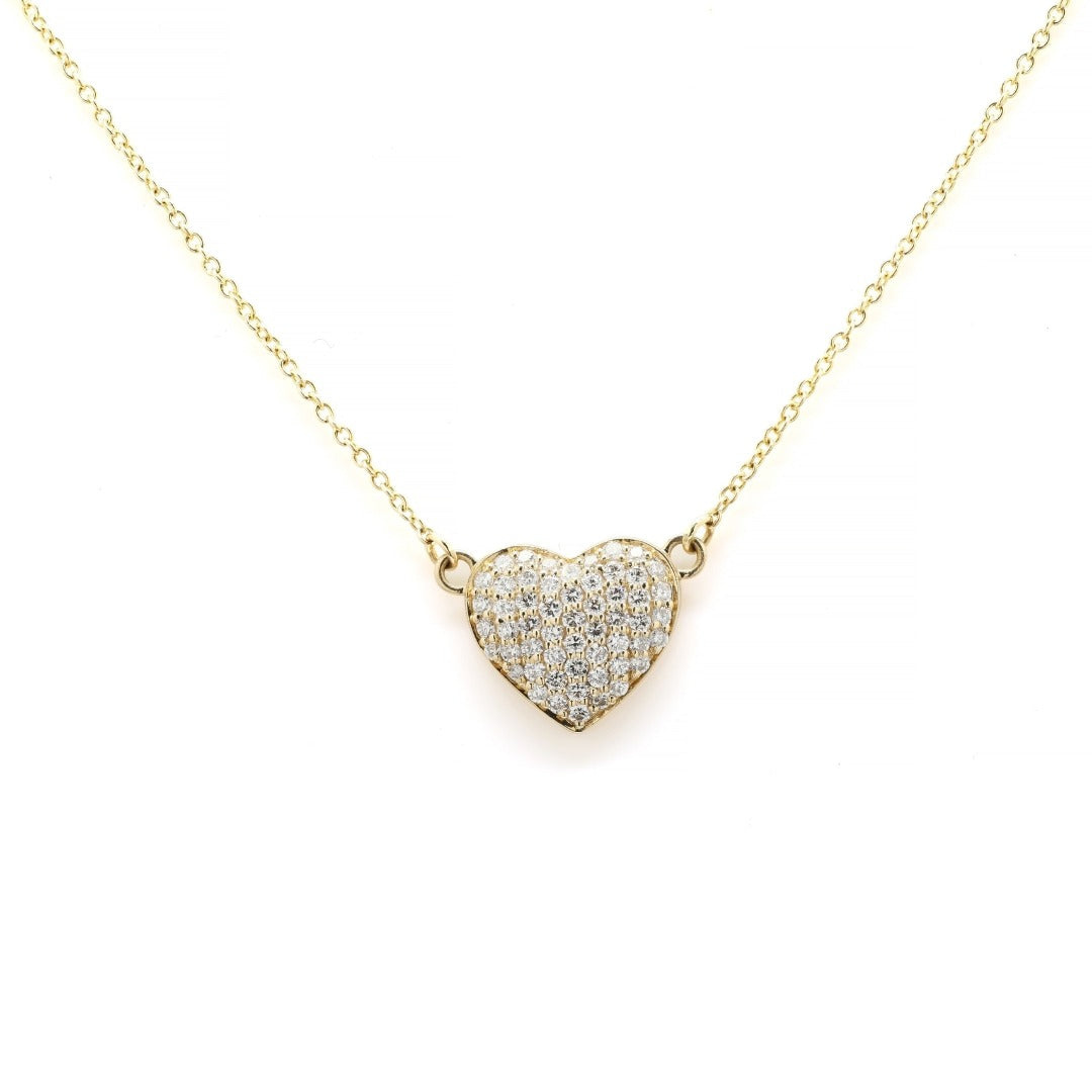 18K Solid Gold Heart Diamond Necklace