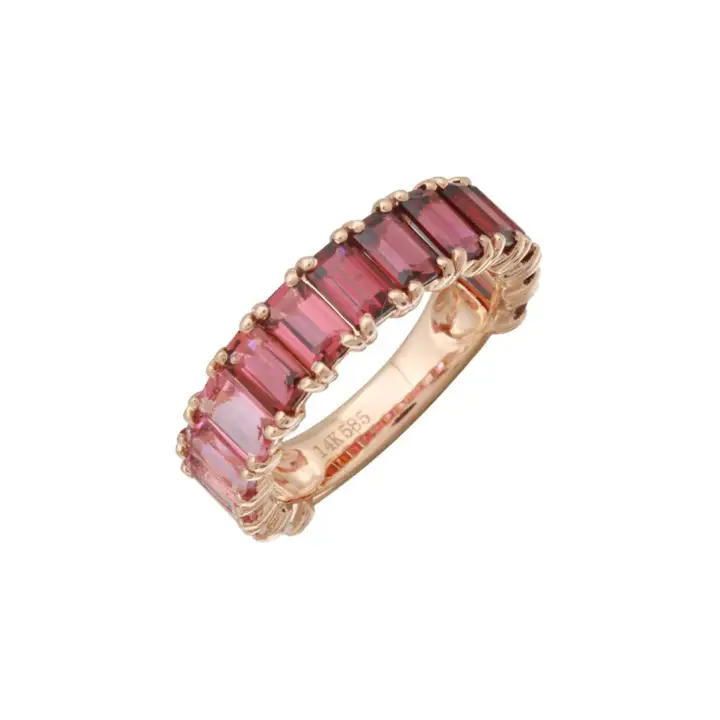 Thumbnail: Pink  Ombre Emerald Cut Topaz Band for women