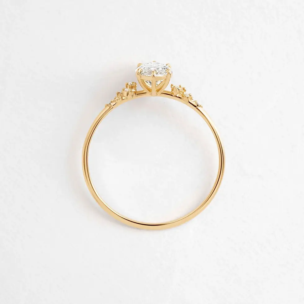 Elegant 18K Solid Gold Marquise Lab-Grown Diamond Solitaire Ring