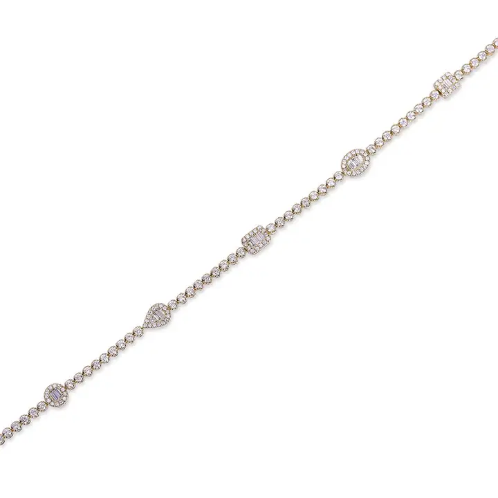 Thumbnail: 18K Solid Gold Reign Illusion Set Diamond Tennis Bracelet