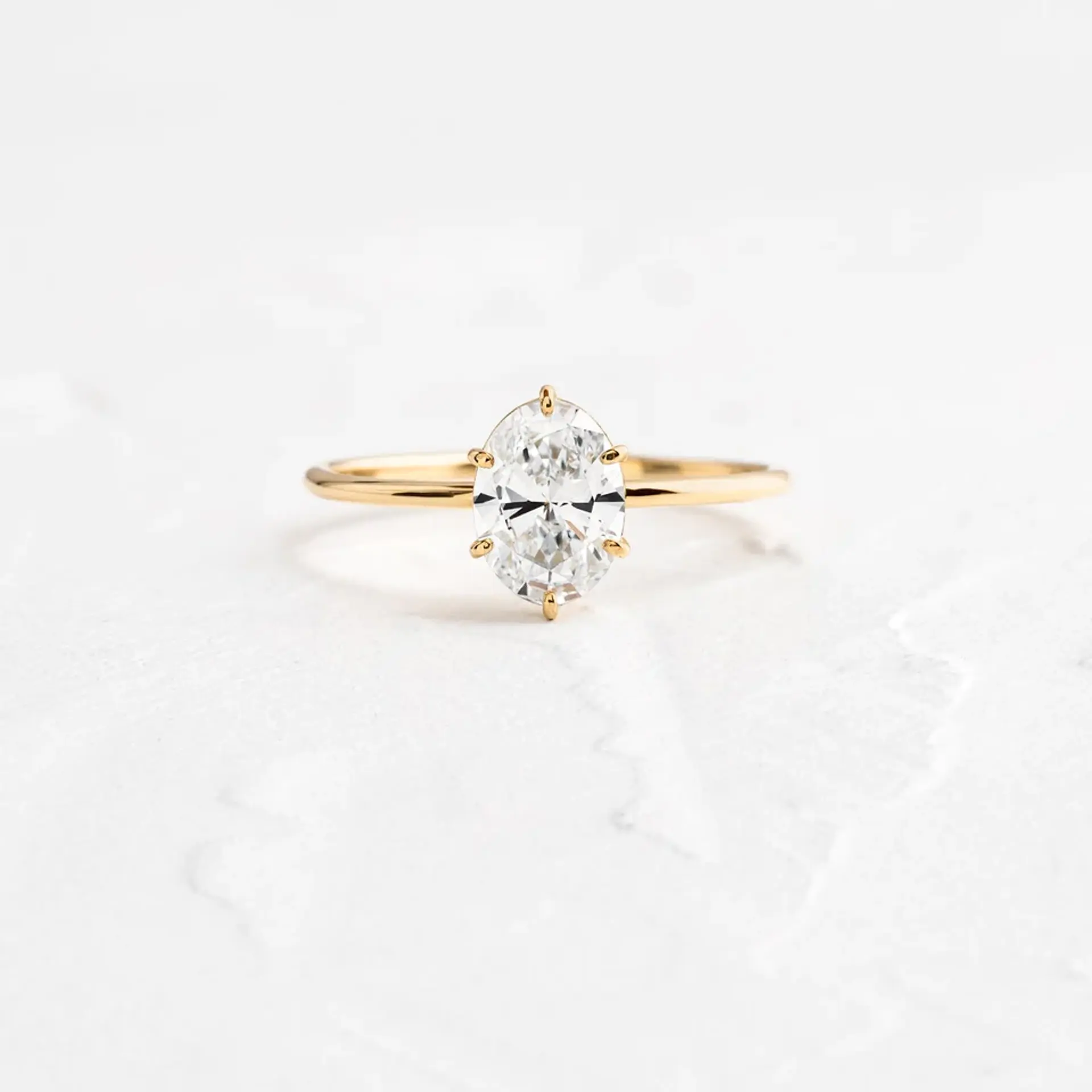 14k Solid Gold Oval Cut Lab-Grown Diamond Ring