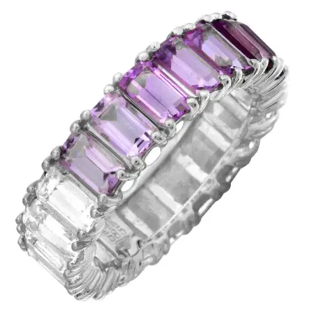 Thumbnail: Purple Ombre Emerald Cut Amethyst Band for women
