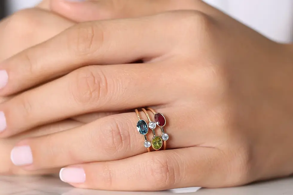 14K Solid Gold Oval Peridot and Diamond Ring
