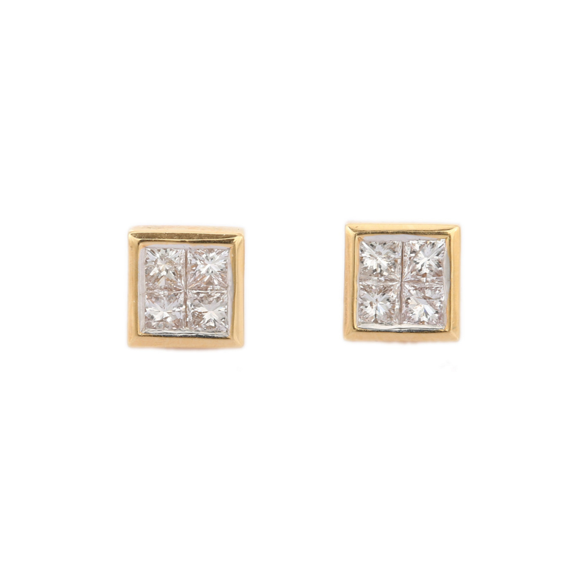14K Solid Gold Chunky Diamond Studs