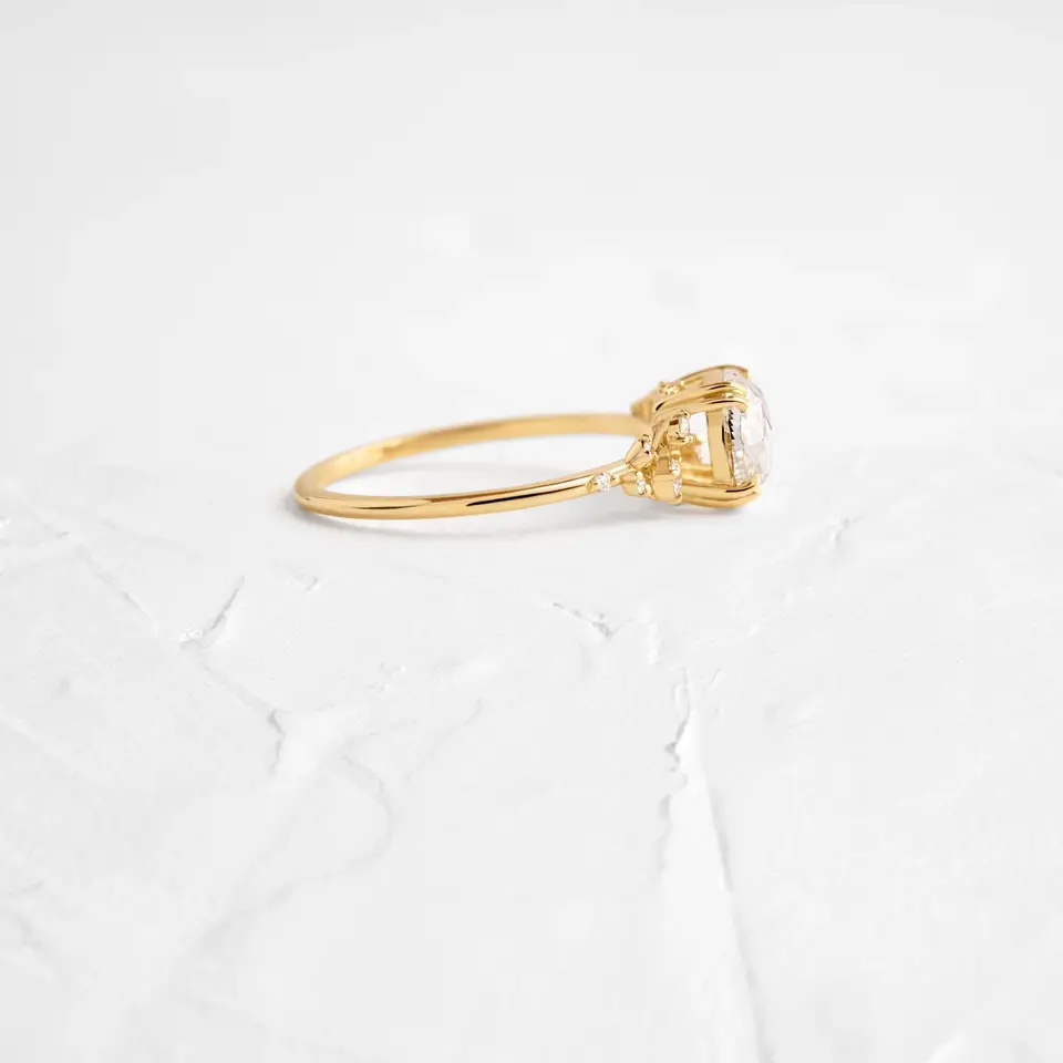 1.07ct. Round Rose Cut Diamond Engagement Ring