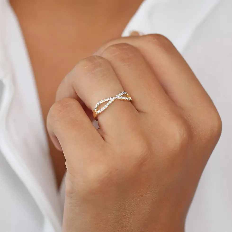 Thumbnail: Timeless 18K Solid Gold Slanted Marquise Emerald and Diamond Ring – Elegant Jewelry