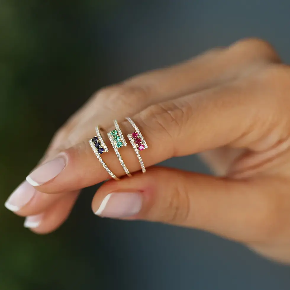 Thumbnail: Diamond Ring with Blue Sapphires