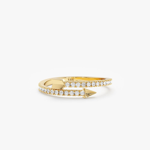 14K Solid Gold Wrap Around Diamond Arrow Ring | The Karat Store