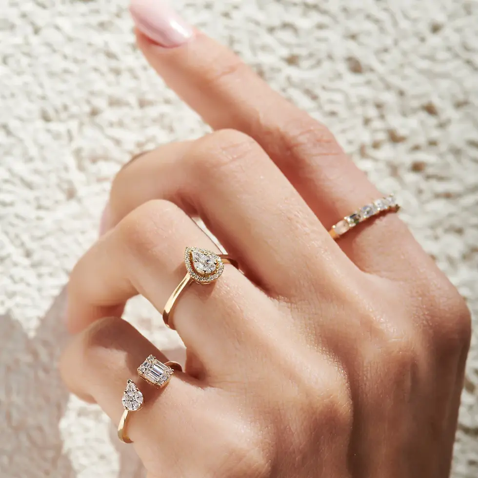14k Gold Illusion Setting Diamond Toi et Moi Ring