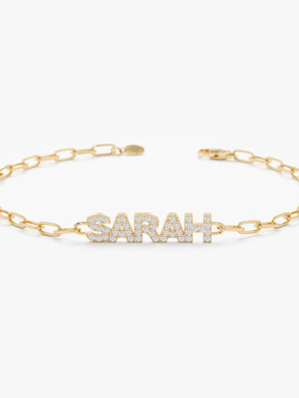 Diamond Name Bracelet with Paperclip Chain