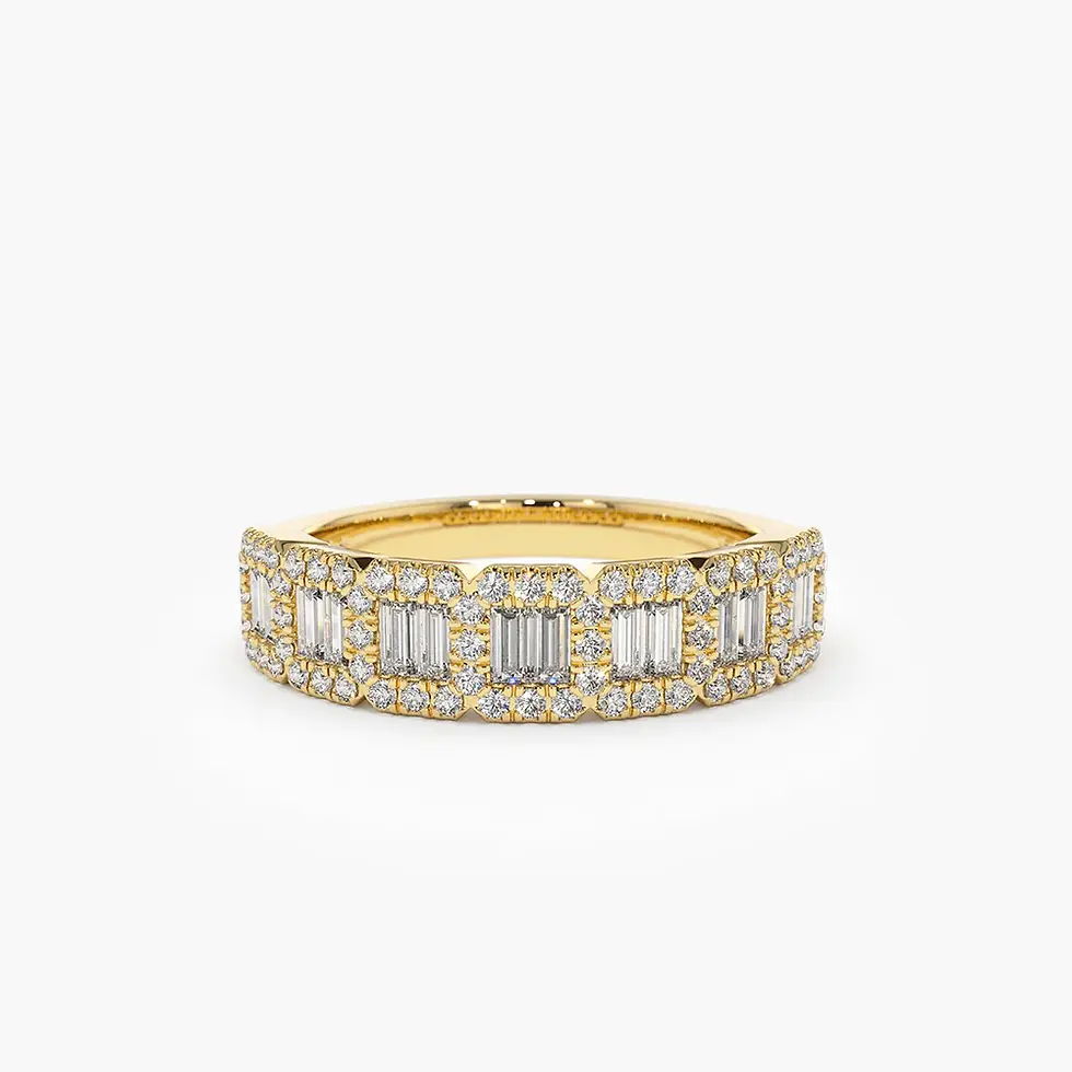 Baguette and Round Diamond Anniversary Ring for women