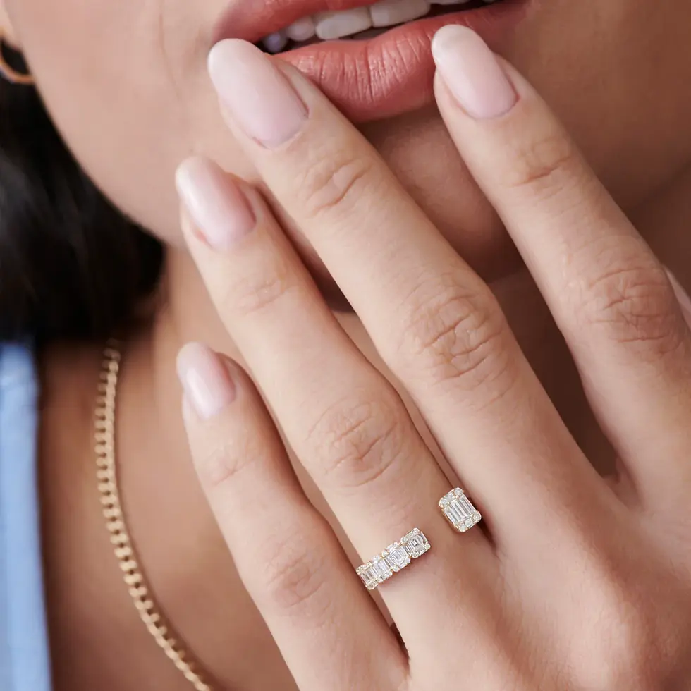 Thumbnail: Floating Diamond Baguette Cut Diamond Ring for women