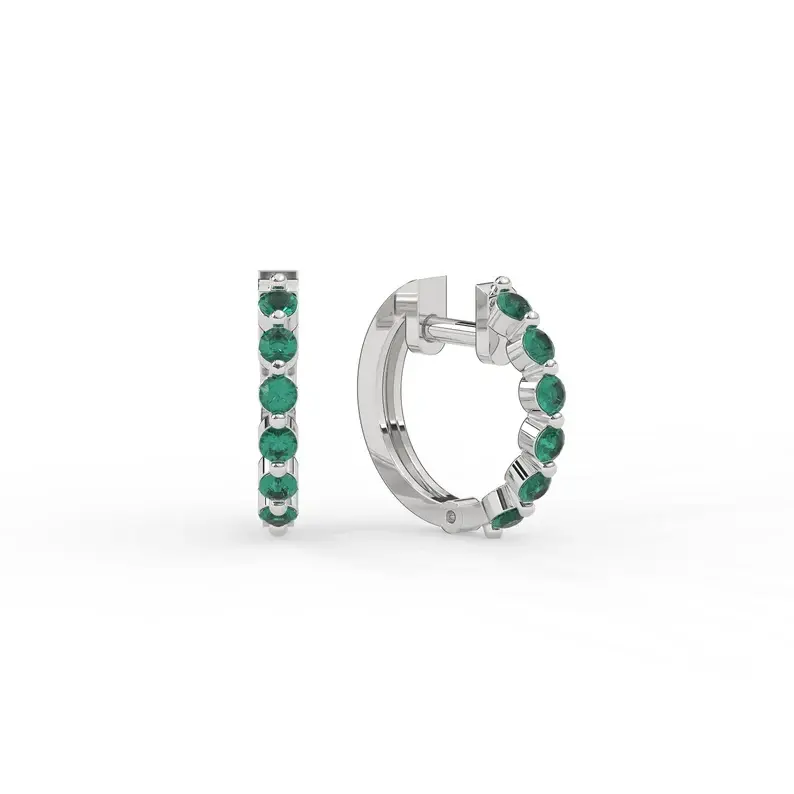 Thumbnail: 18K Solid Gold Heggie Emerald Earrings
