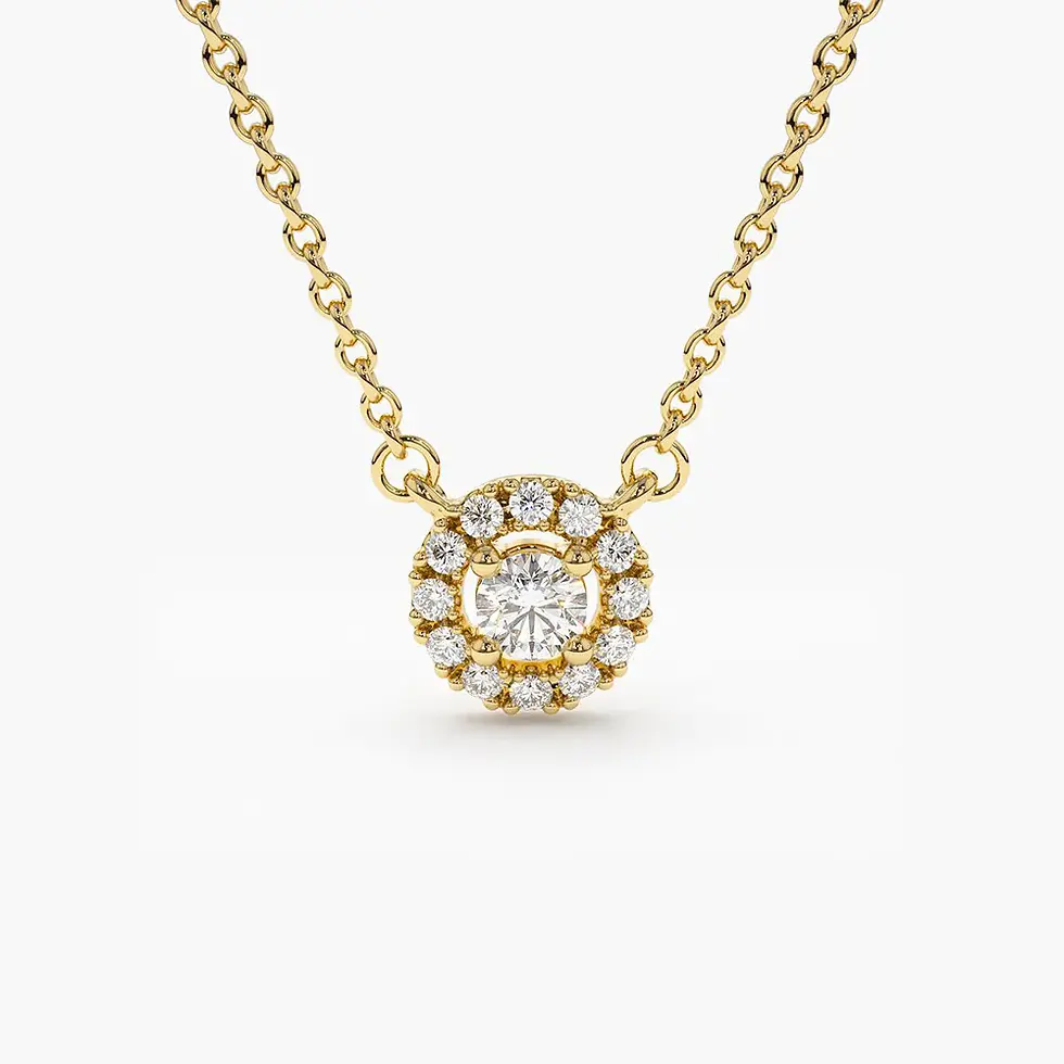 14K Gold Mini Diamond Halo Necklace