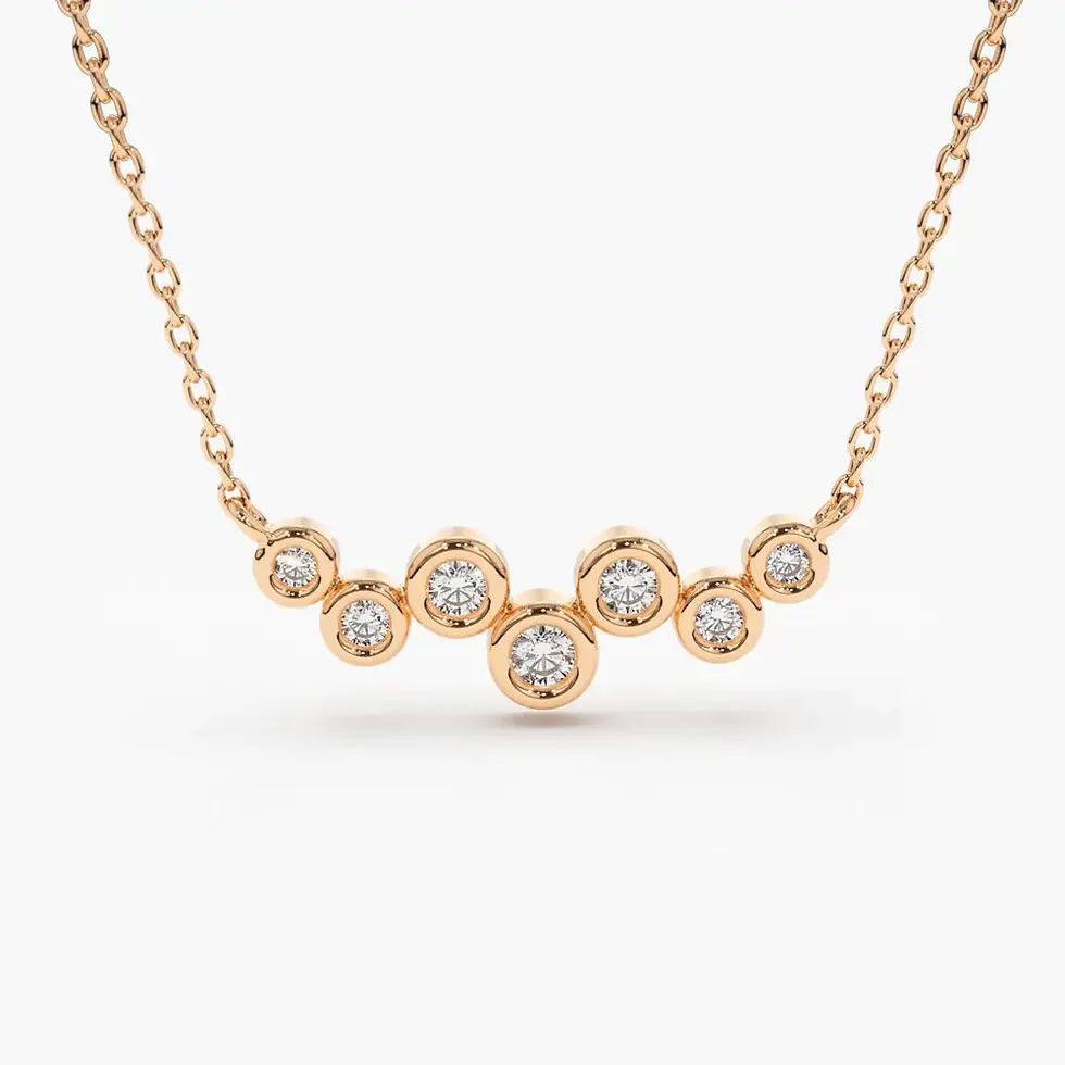 Gold Floating Diamond Bubble Necklace