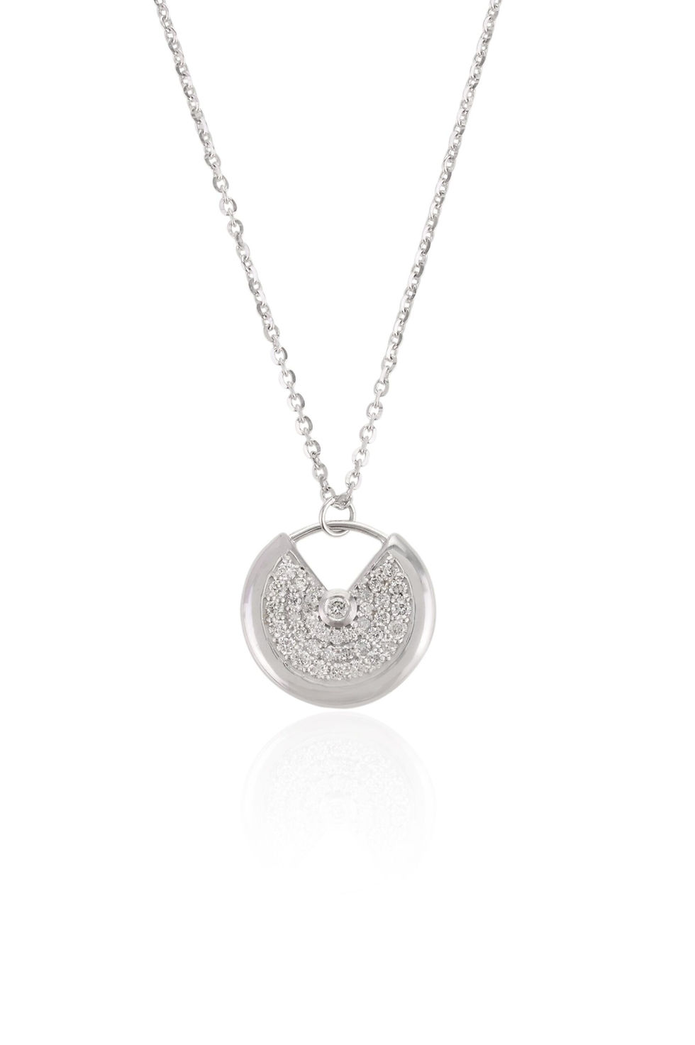 14K Solid Gold Elegant Diamond Disc Chain Necklace