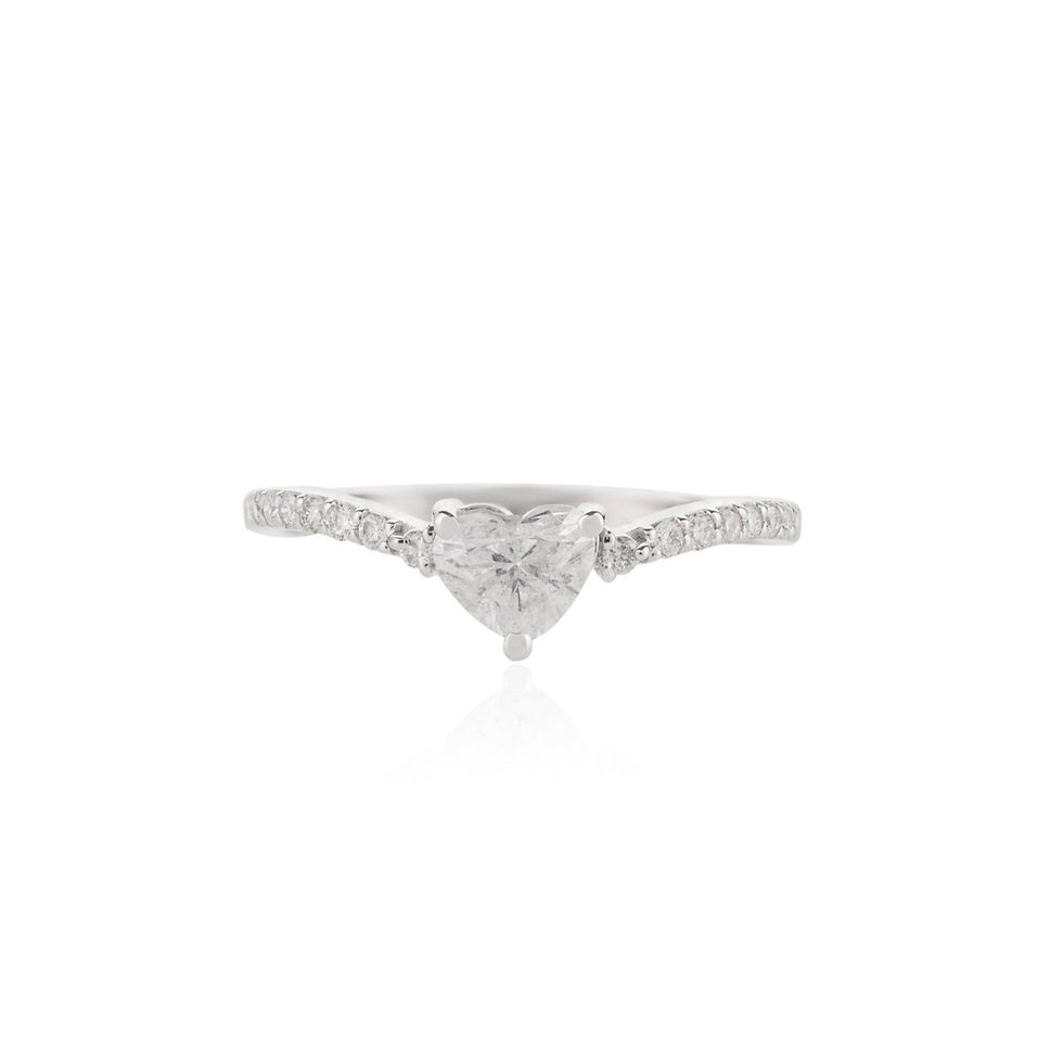 18K White Gold Heart Diamond Wedding Ring