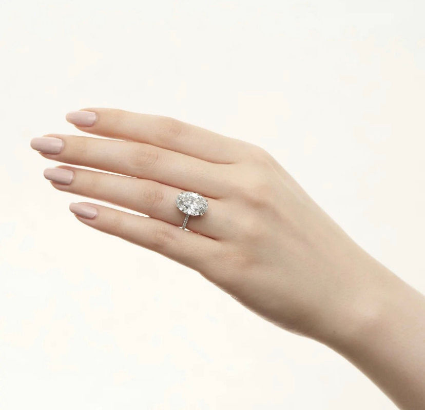 4 Carat Oval Moissanite Engagement Ring 14 Karat Gold