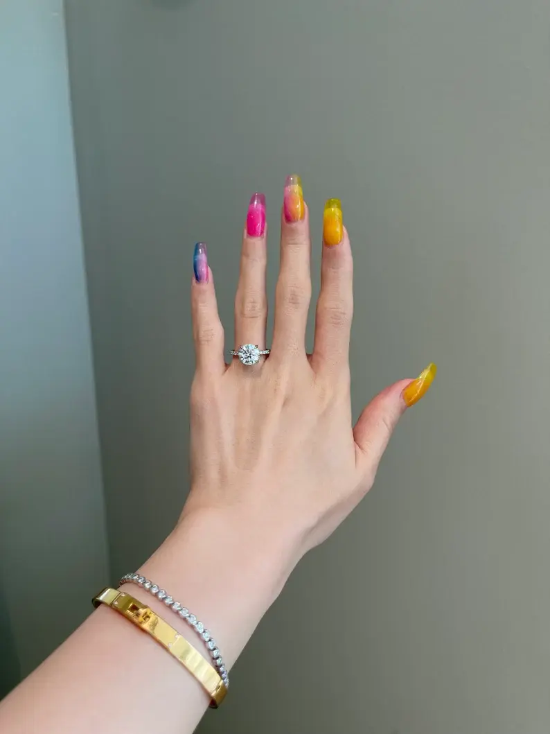 Thumbnail: Brilliant Round Moissanite Engagement Diamond Ring