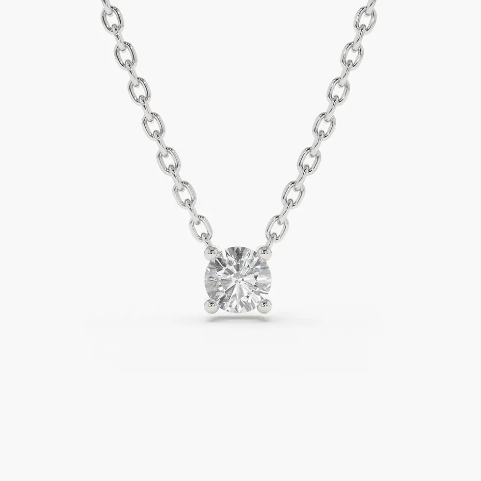 Gold Prong Setting Diamond Solitaire Necklace