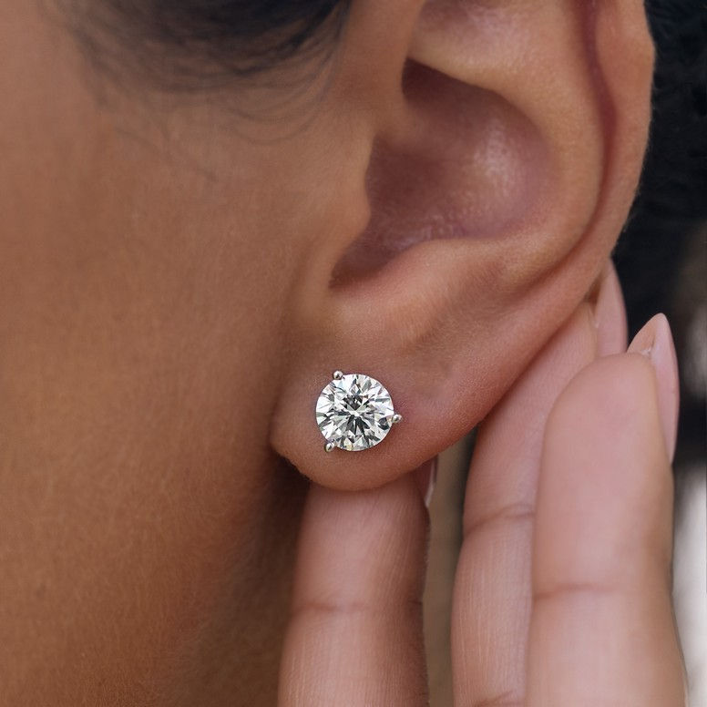 Lab-Created Diamond 3-Prong Martini Stud Earrings