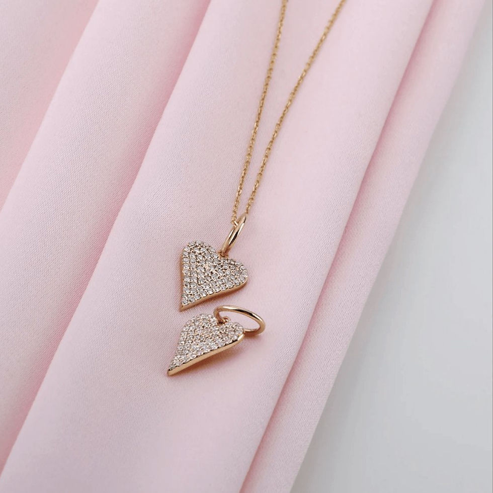 Long Diamond Heart Charm