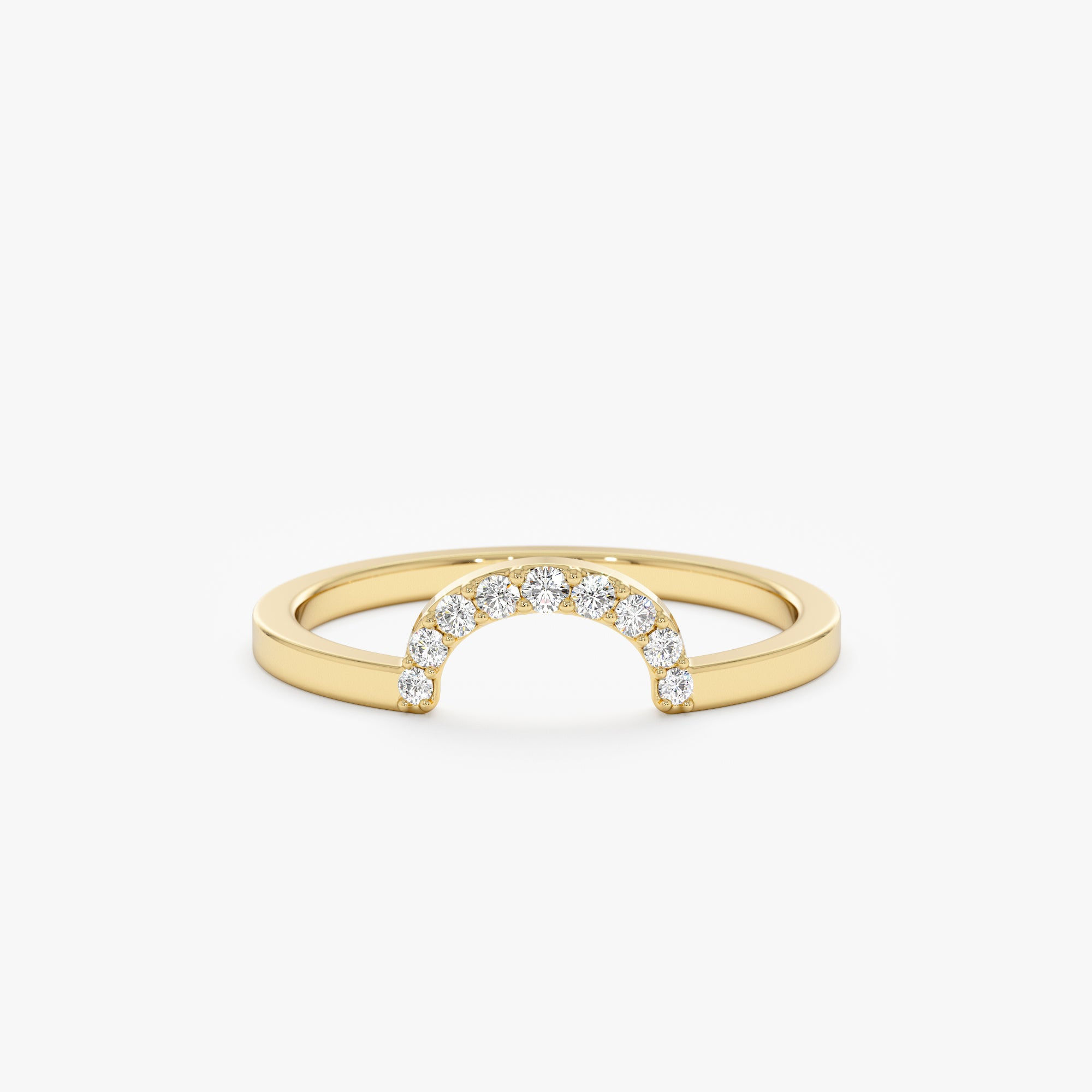 18K Solid Gold Diamond Curved Nesting Ring