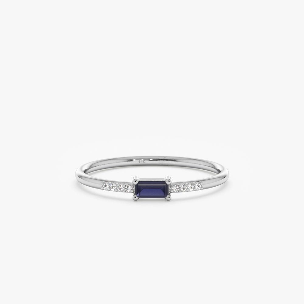 18K White Gold Petite Sapphire and Diamond Ring