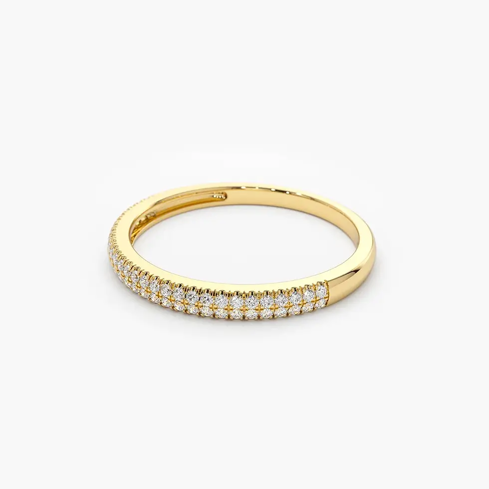 Thumbnail: 14K Solid Gold Double Row Micro Pave Diamond Ring