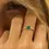 18K Solid Gold  Slanted Pear Shape Emerald Ring with Pave Diamonds