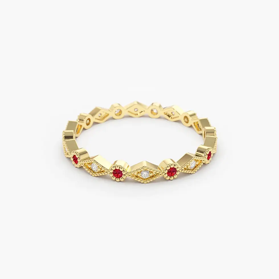 Thumbnail: 18K Solid Gold Ruby Art Deco Wedding ring
