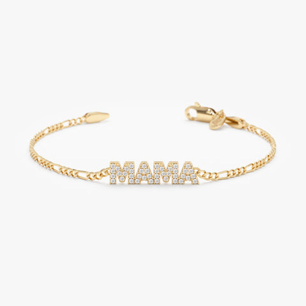 14K Solid Gold Custom Name Figaro Chain Bracelet