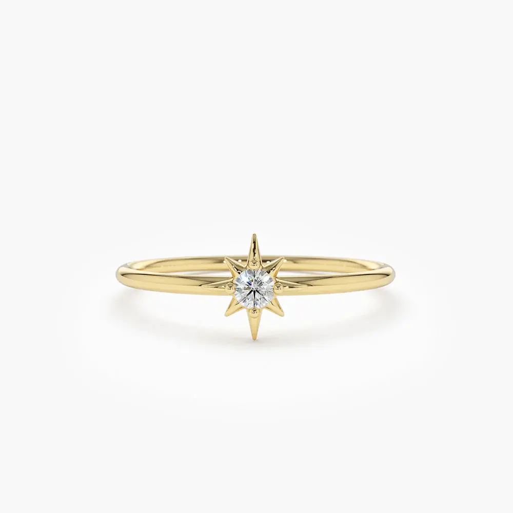 Solid Gold North Star Stacking Diamond Ring