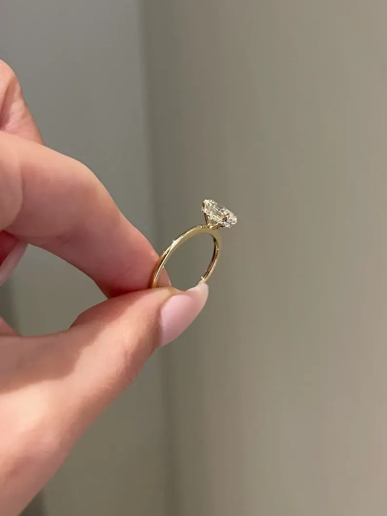 Thumbnail: Moissanite Hidden Solitaire Engagement Ring