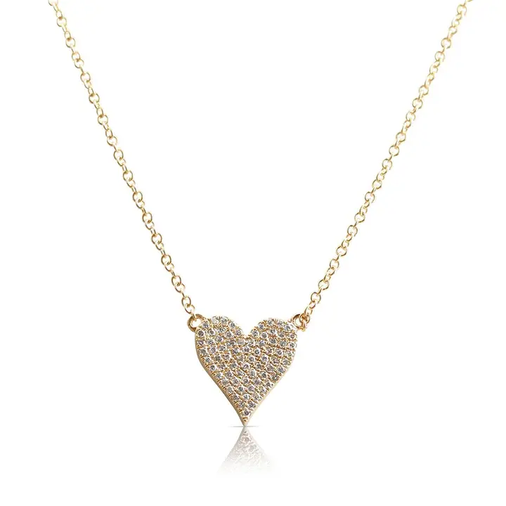 Thumbnail: 18K Solid Gold Reversible White Diamond And Blue Sapphire Heart Necklace