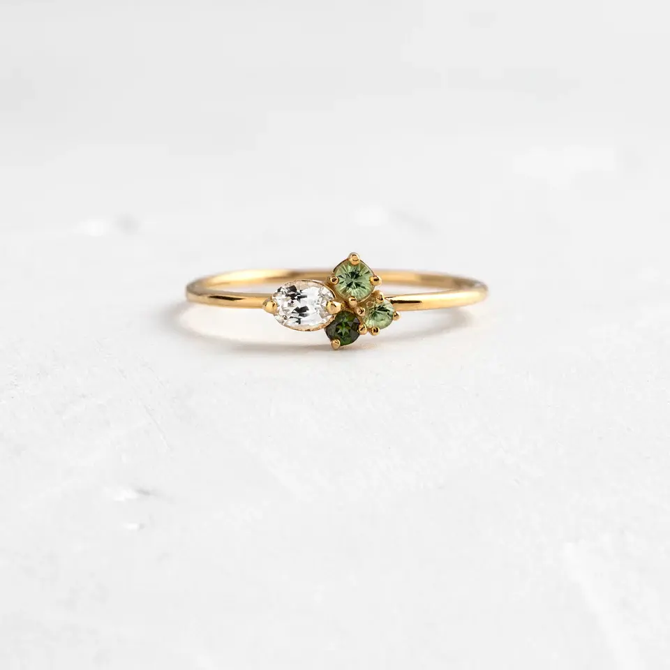 18K Solid Gold Bells of Ireland Statement Ring
