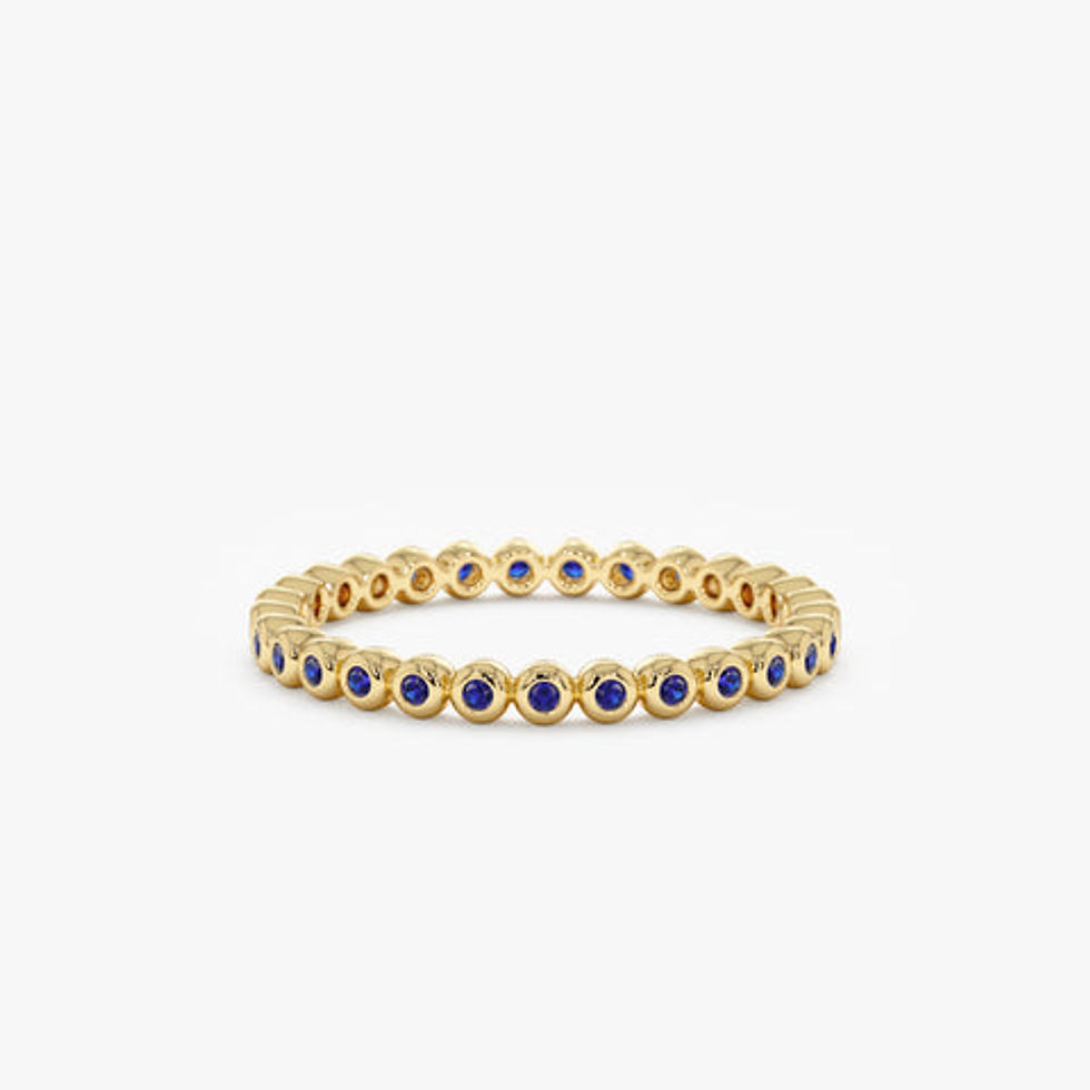 14K Solid Gold Blue Sapphire Eternity Band